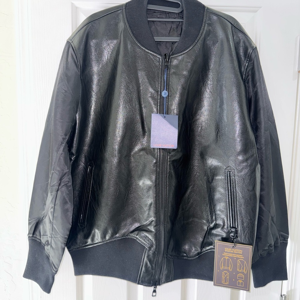 Louis Vuitton Reversible Leather Nylon Jacket Men’s Black Size 52